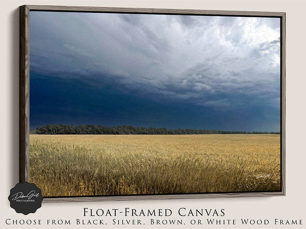 Debra Gail Fine Art Walnut Framed Canvas / 10x8 GOLDEN WHEAT FIELD IN STORMY SKIES - FARMHOUSE DECOR