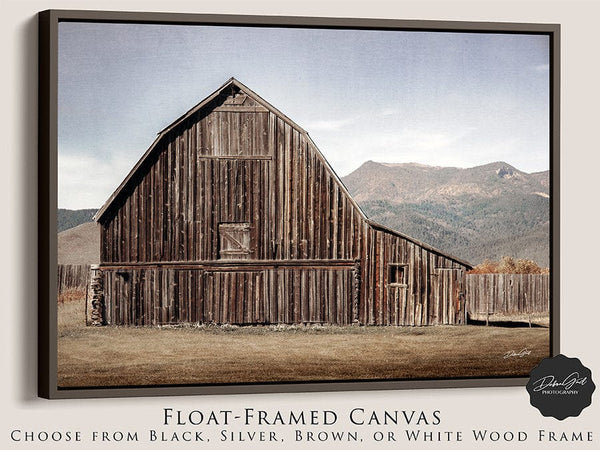 Debra Gail Fine Art Walnut Framed Canvas / 10x8 IDAHO BROWN BARN LANDSCAPE PRINT - FARMHOUSE DECOR