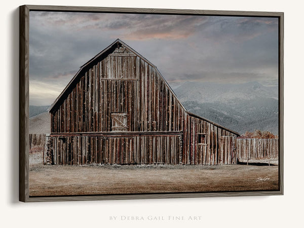 Debra Gail Fine Art Walnut Framed Canvas / 10x8 Rustic Barn at Dusk - Fine Art Photography Print