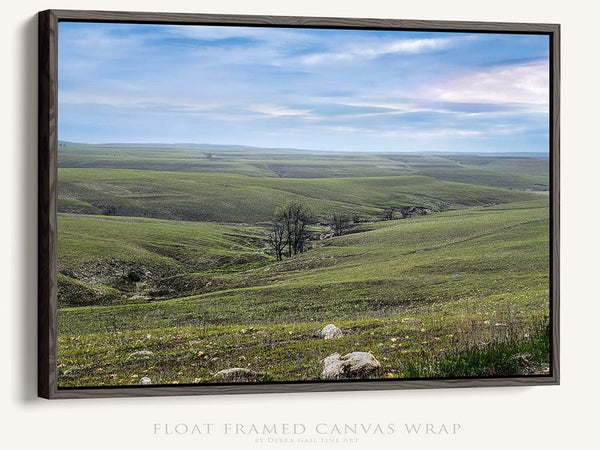 Debra Gail Fine Art Walnut Framed Canvas / 10x8 Serenity in the Flint Hills - Fine Art Photography Print or Canvas