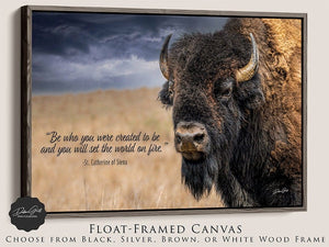 Buffalo Bison personalized wall art canvas – rustic prairie photography print