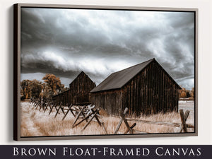 Old barn wall art canvas print – rustic Kansas prairie farmhouse photography print