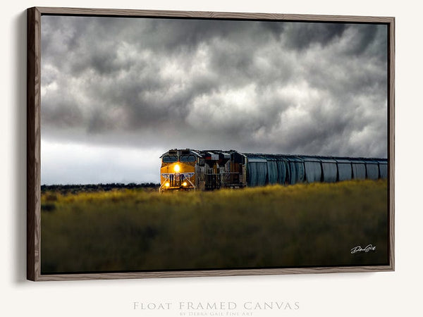 Debra Gail Fine Art Walnut Framed Canvas / 10x8 TRAIN INDUSTRIAL WALL ART - PLAINS DECOR