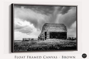Old barn wall art canvas print – rustic Kansas prairie farmhouse photography print