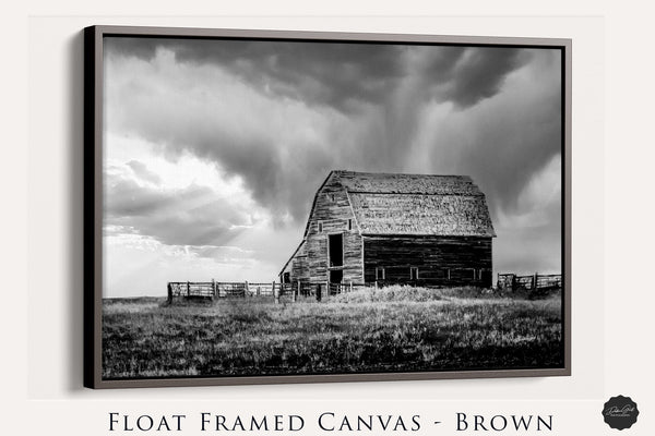 Debra Gail Fine Art Walnut Framed Canvas / 10x8 Weathered Old Barn Print | Farmhouse Art