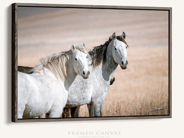 Debra Gail Fine Art Walnut Framed Canvas / 18x12 MUSTANG HORSE PRINT - PERFECT FOR HORSE LOVERS