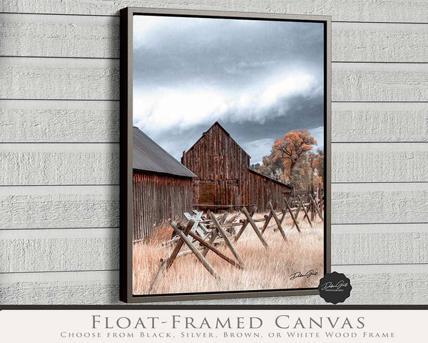 Debra Gail Fine Art Walnut Framed Canvas / 8x10 ST ELMO BARN - RUSTIC LANDSCAPE PRINT