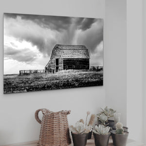 Old barn wall art canvas print – rustic Kansas prairie farmhouse photography print