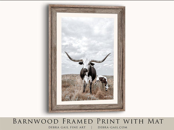 Debra Gail Fine Art Western Home Wall Decor - Longhorn Cow and Calf Canvas