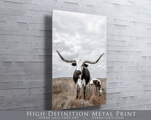 Texas Longhorn wall canvas barnwood framed Western fine art print by Debra Gail Fine Art