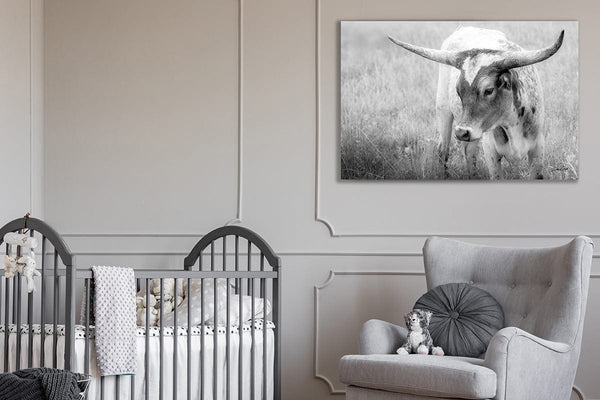 Debra Gail Fine Art Western Home Wall Decor - Longhorn Cow Canvas