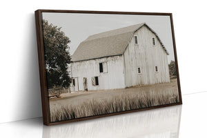 White barn wall art – rustic Kansas prairie farmhouse photography print by Debra Gail Fine Art