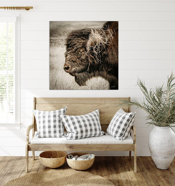 Debra Gail Fine Art Wild and Free – Bison in the Prairie - Rustic Buffalo Wall Art Decor