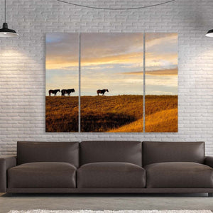 horse split panel triptych wall art – rustic Western canvas prints
