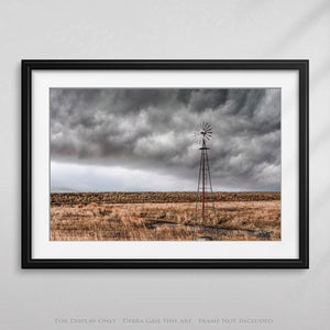 Windmill wall art – Great Plains landscape photography print by Debra Gail Fine Art