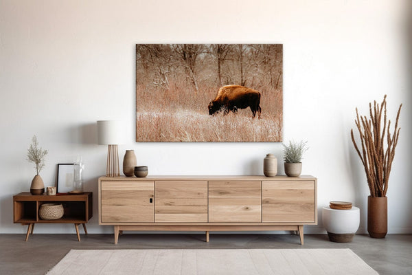 Debra Gail Fine Art WINTER BISON GRAZING - RUSTIC DECOR