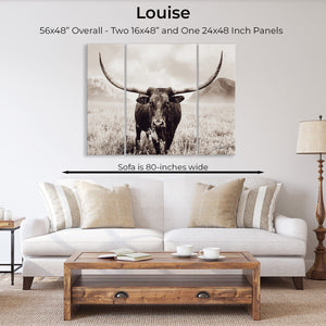 Debra Gail Fine Art XL LONGHORN COW CANVAS SET - 3 PIECE WALL ART