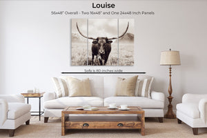Cow triptych wall art – rustic Western split canvas photography by Debra Gail Fine Art