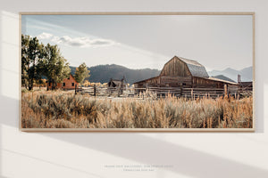 Mormon Row historic premium fine art panoramic wall art print in Grand Teton National Park, Wyoming, photographed by Debra Gail