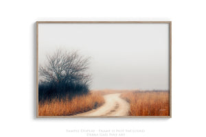 Foggy Flint Hills Dirt Road – Kansas Prairie Landscape