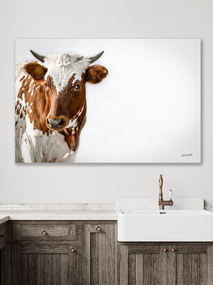 Longhorn cow calf wall decor – rustic Western fine art print by Debra Gail Fine Art