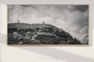 Echoes of Battle Canyon | Black & White Panoramic Wall Art