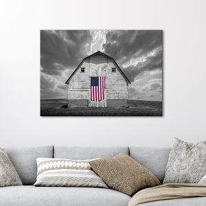 Rustic barn wall art – American Flag Kansas prairie fine art photography by Debra Gail Fine Art