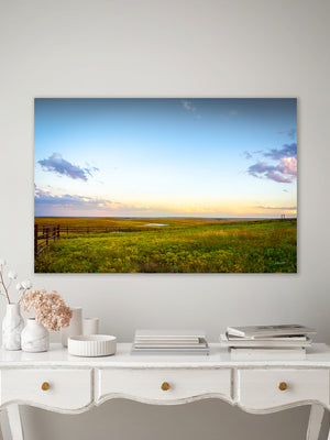 Kansas Flint Hills wall art canvas – sunrise prairie landscape photography by Debra Gail Fine Art