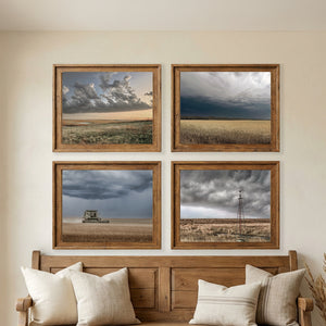 Moody Kansas Prairie Wall Art — Set of 4