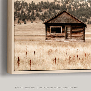 Minimalist western natural framed panoramic wall art featuring bison in natural grassland setting.