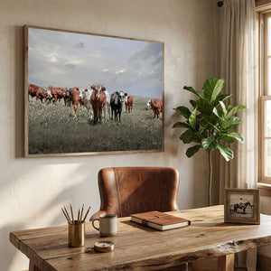 Cattle Art Print | Farmhouse Cattle Canvas - Rustic Farmhouse Wall Art Decor