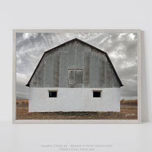 Kansas Prairie White Barn Photography Wall Art | Rustic Midwest Americana Country