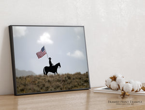 American Flag Horseman Artwork | Patriotic Wyoming Western Photography