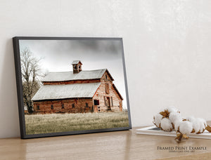 Rustic Red Barn Art Canvas Print | Kansas Americana Red Barn Landscape