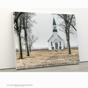 Vintage Country Church Wall Art  -  Rustic Farmhouse Fine Art Canvas Print