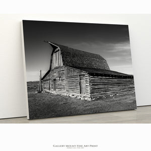 Mormon Row Barn Black and White – Historic Wyoming Western Wall Art