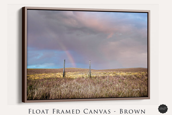 Framed canvas, Kansas Flint Hills bluestem pastures. Kansas photography in extra large canvas, framed prints. Great Plains prairie farmhouse decor by Debra Gail.Pasture wood post gate in the midwest.