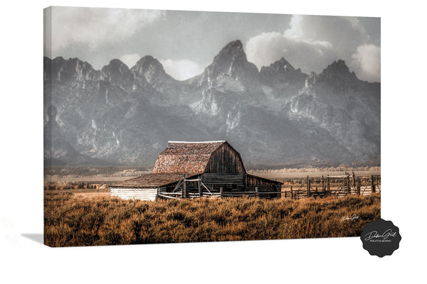 The beautiful and famous Moulton Barn at Grand Teton National Park by Debra Gail. Old Barn Wall Art Canvas Print, Barn Photography, Western Office Decor Print, Old Wooden Barn, Rustic Farmhouse Decor Canvas Wrap
