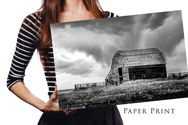Old Barn in Black and White, Farmhouse Wall Art Print