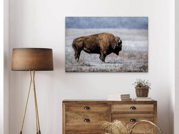 BISON WALL ART - BLUE EARTH TONES