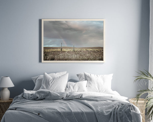 Flint Hills Photography - Pasture gate in Kansas, Western or country farmhouse wall art, weathered posts and Kansas sky print, barndominium decor with reclaimed Barnwood frame options. 