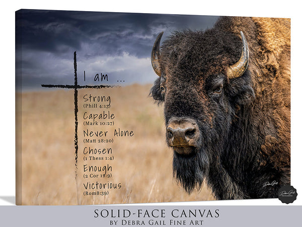 I Am Strong Print, Bison Scripture Wall Art