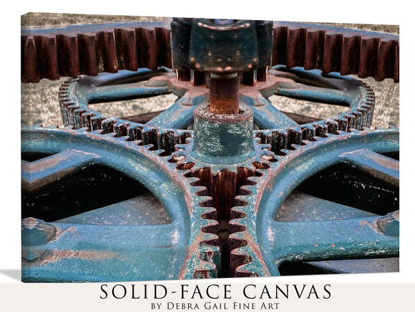 Teal Industrial Wall Art, Vintage Gears, Quirky Wall Art