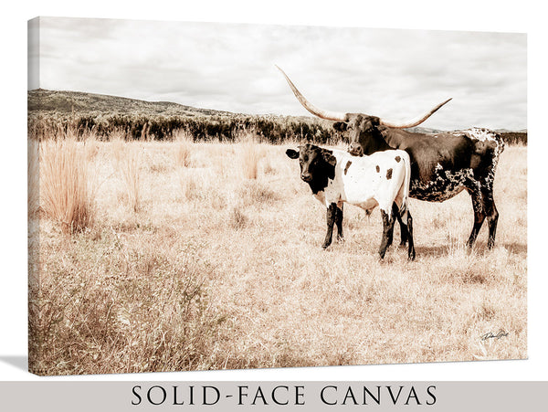 Beautiful Longhorn Cow and Calf Print