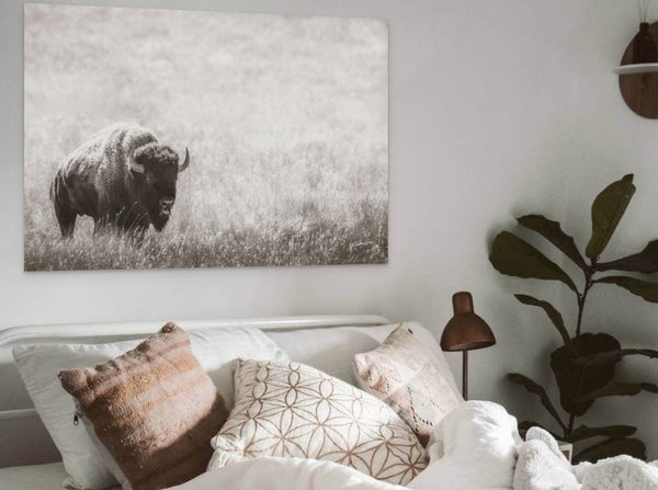 BISON PRINT IN NEUTRAL TONES - FARMHOUSE ART PRINT OR CANVAS