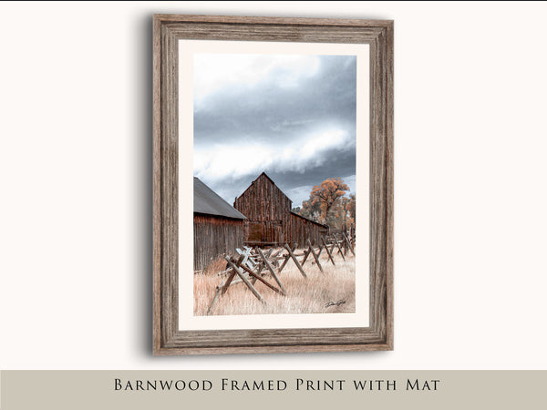 Barnwood framed vertical barn print