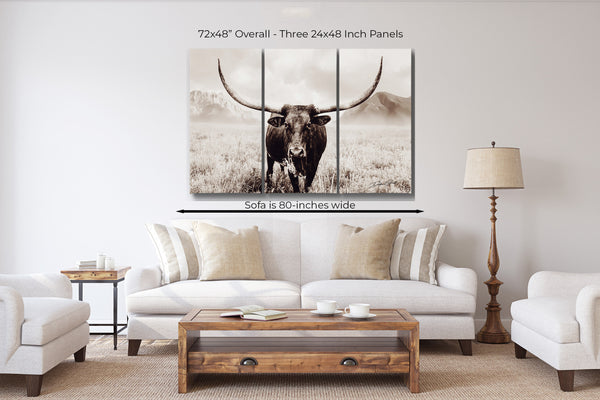 Texas Longhorn 3 Piece Canvas Triptych