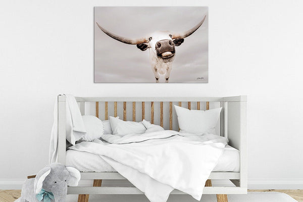 Large Longhorn Cow Canvas Wall Art
