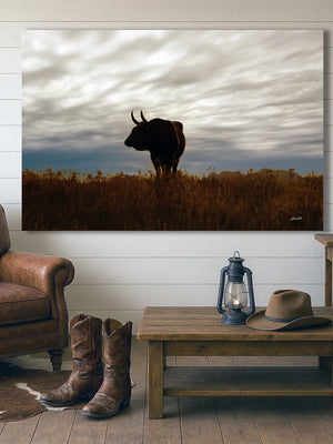 LONGHORN BULL WALL ART CANVAS WESTERN DECOR