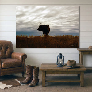 LONGHORN BULL WALL ART CANVAS WESTERN DECOR